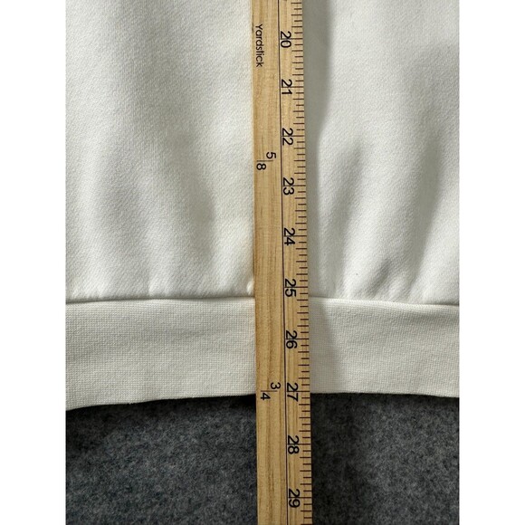 Adidas Three Stripes Crewneck Sweatshirt White Logo Fleece Pullover M Athleisure - Picture 4 of 12